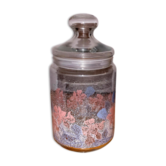 Pink and blue flower jar