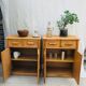 Pair of sideboards in rattan and wicker braided vintage 1970.