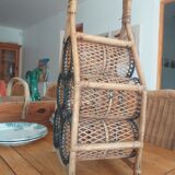 Rattan and bamboo bottle holder