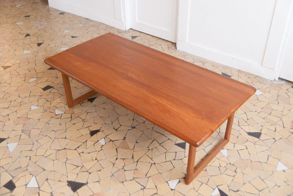 Minimalist solid teak coffee table