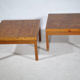 Vintage End Grain Wood Mosaic Tables  1960s