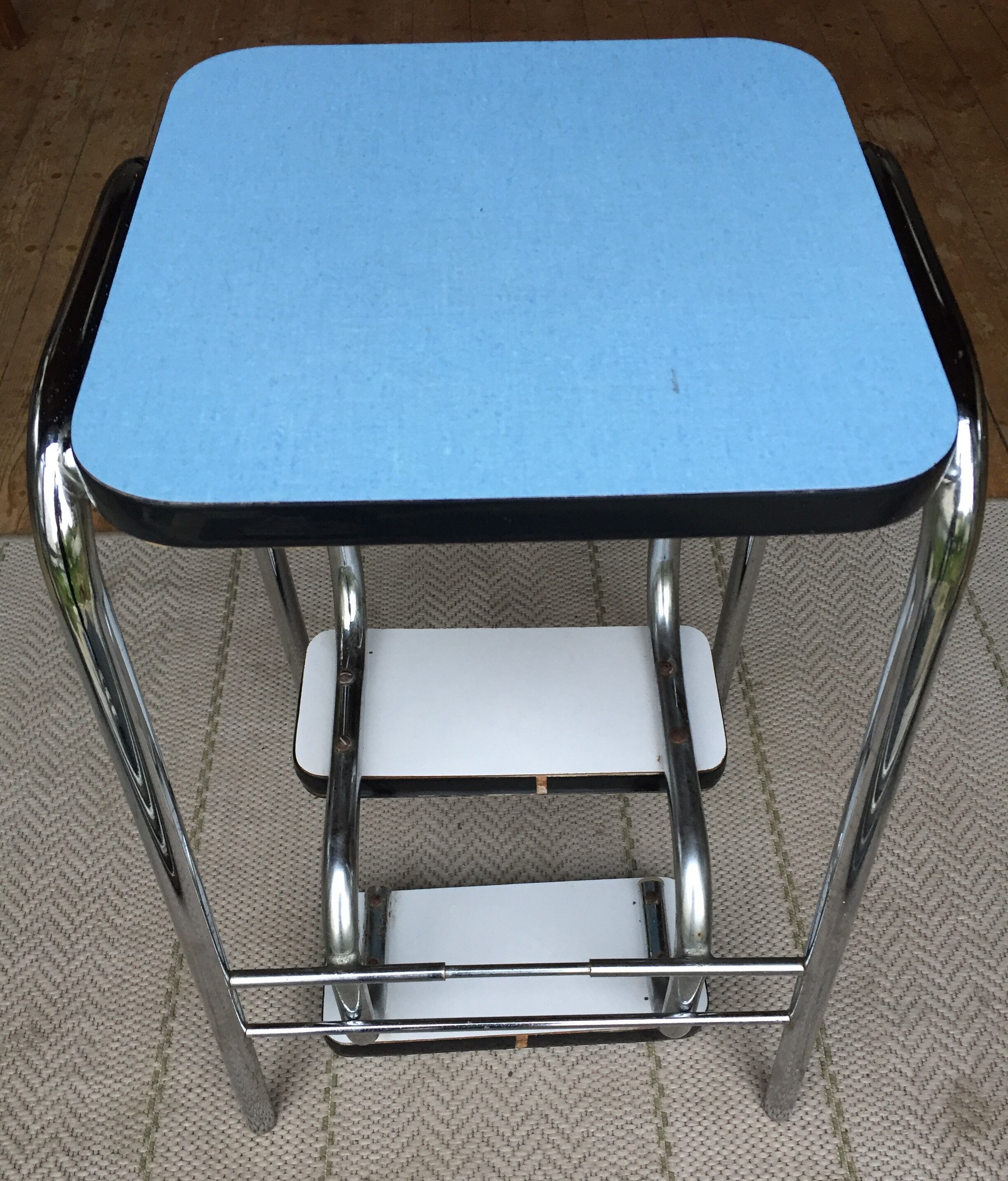 Steplady stepladder formica sky blue, 60/70s