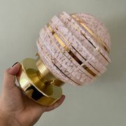 Vintage art deco globe wall or ceiling light in pink and gold Clichy glass