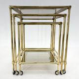 1970's italian brass & smoked glass nesting tables