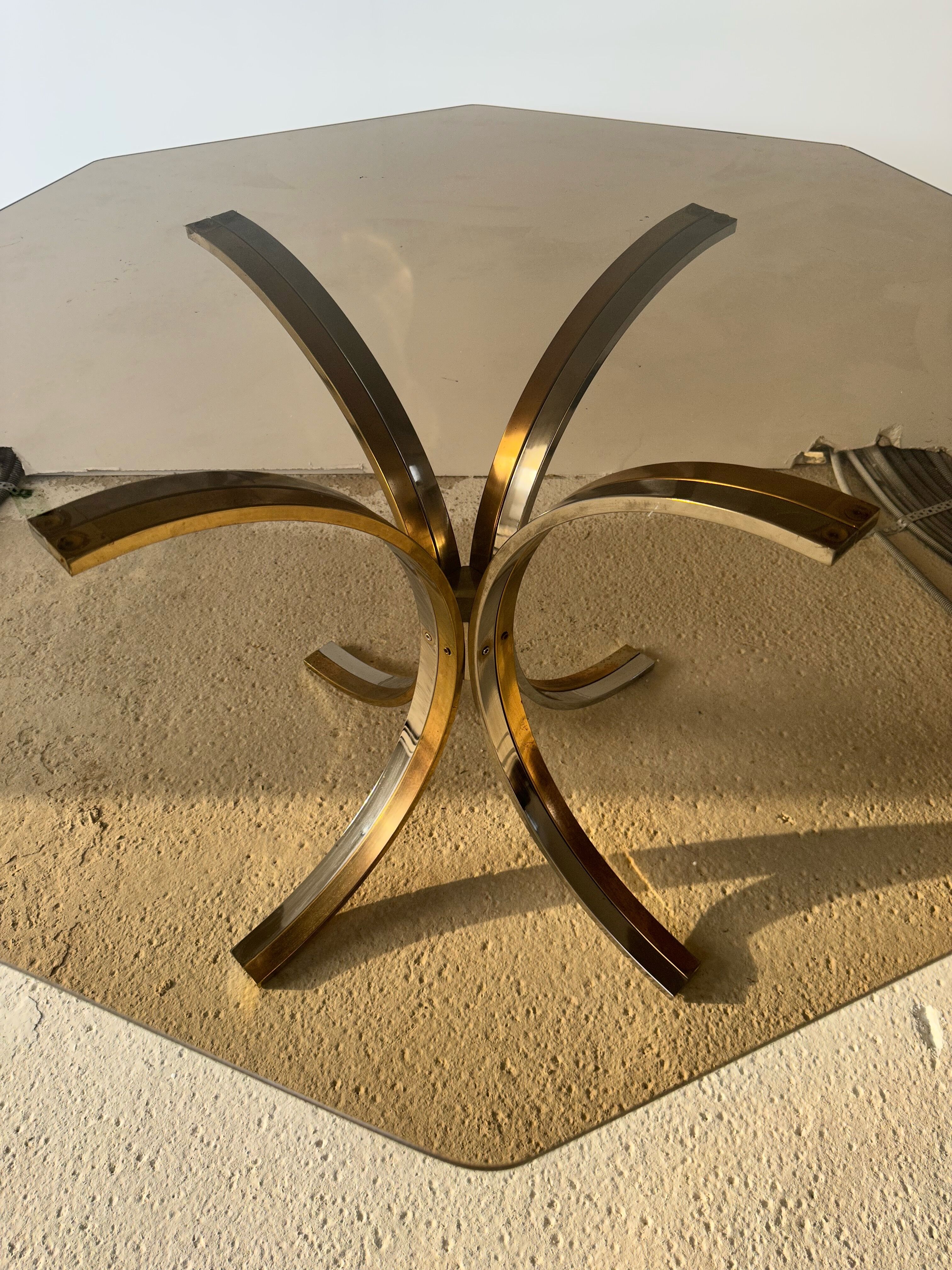 Table à manger en verre octogonale design Italien des années 70