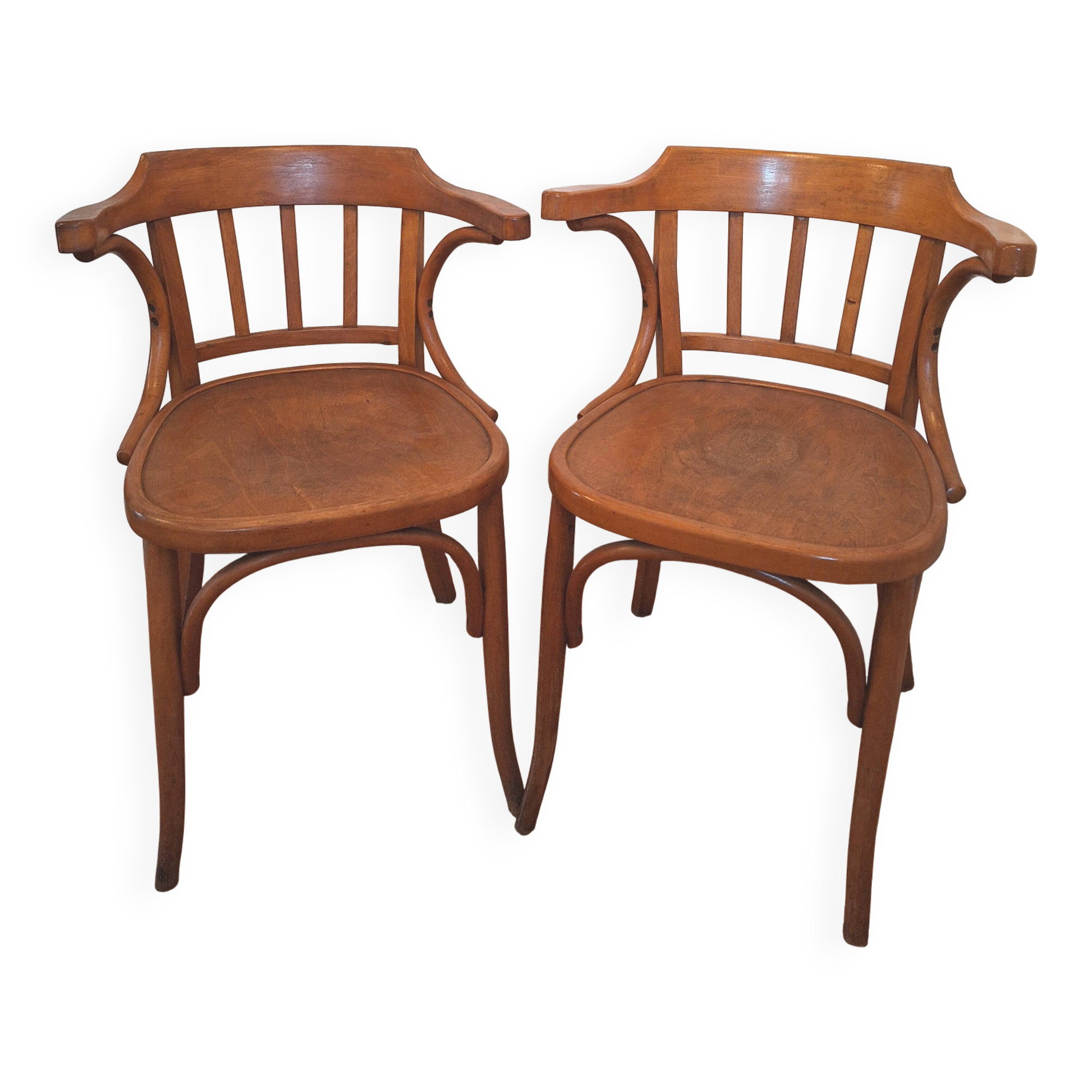 Curved wooden armchair