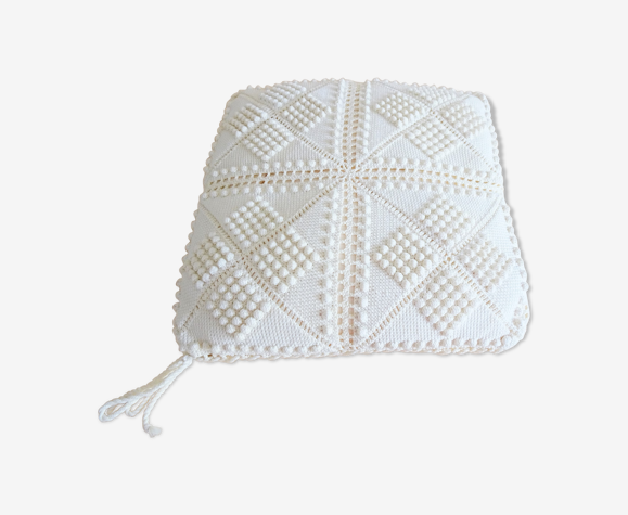 Vintage cushion cream white, crochet cushion 33 cm x 33 cm