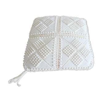 Vintage cushion cream white, crochet cushion 33 cm x 33 cm