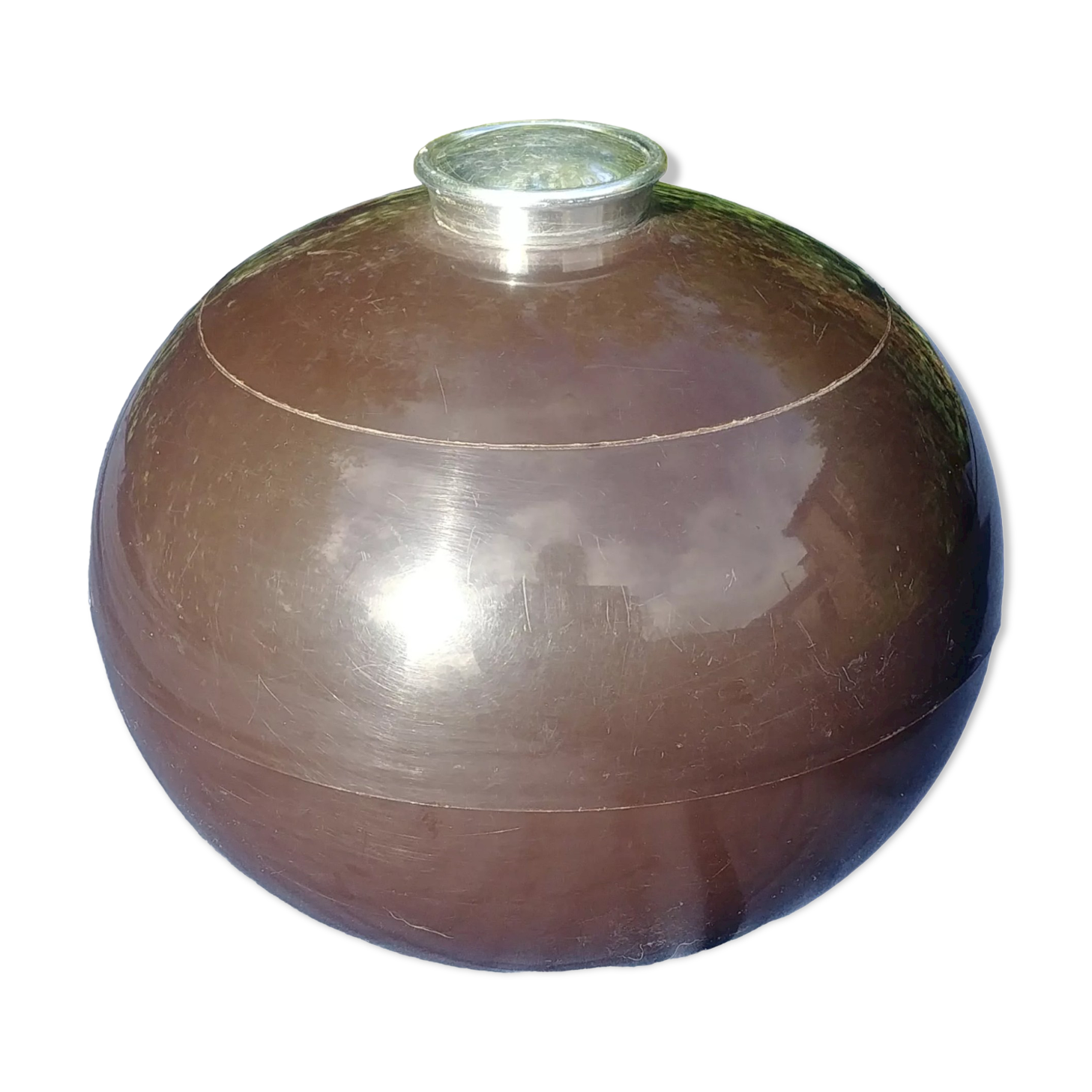 Ice bucket ball shape Vintage 70s brown color