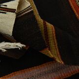 6x10 Dark Brown & Orange Strped Vintage Kilim Rug, 181x305Cm