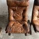Siesta armchair by Ingmar Relling with ottoman — bentwood dark brown frame, cognac leather