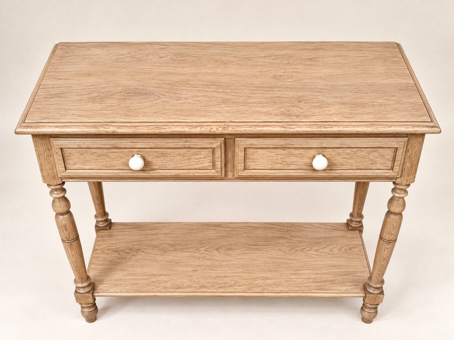 Louis-Philippe console style – Solid oak – Porcelain and brass knobs
