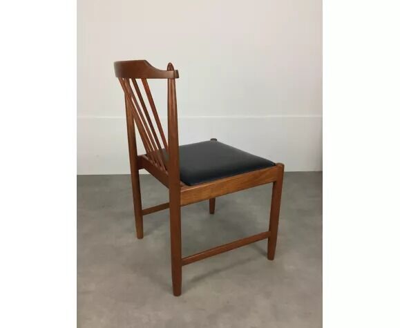 4 Scandinavian teak chairs with bars, 60s