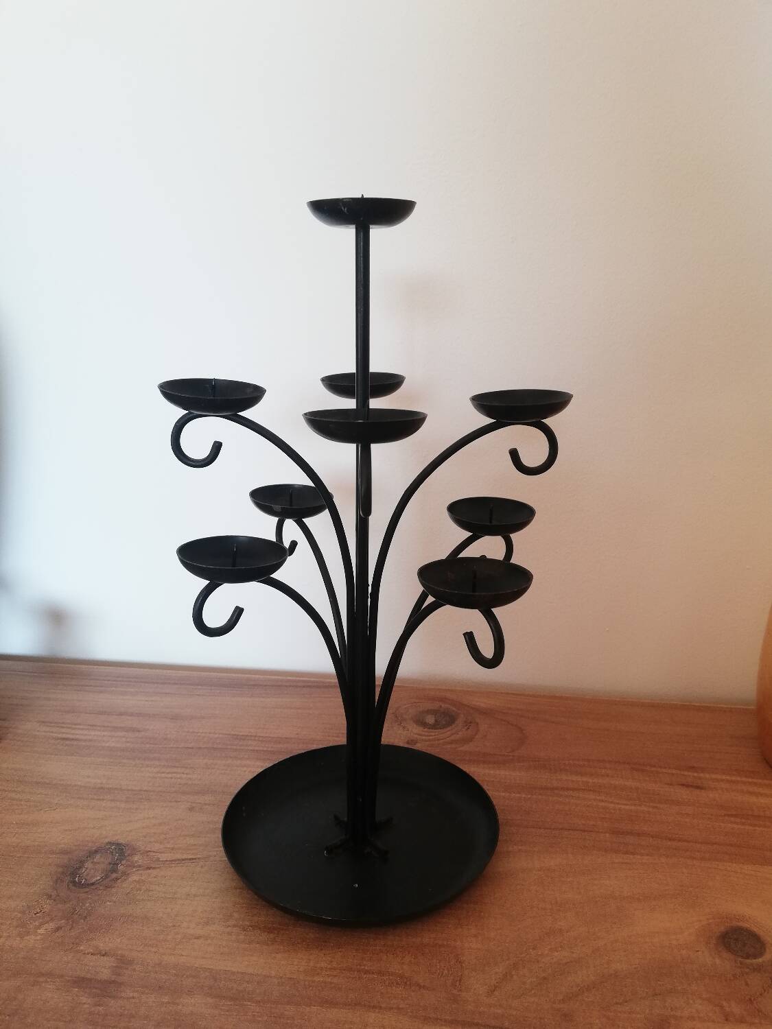 Swedish black candle holder with 9 branches