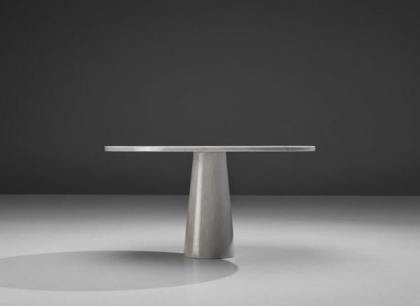 Vintage dining table in white Carrara marble, Italy 1970'