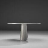 Vintage dining table in white Carrara marble, Italy 1970'