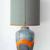 XXL Mid-Century Modern grey and orange ceramic table lamp Carstens Tönnieshof