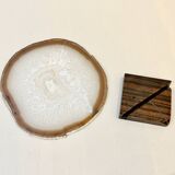Agate slice on wooden base, 1970s, cabinet of curiosities