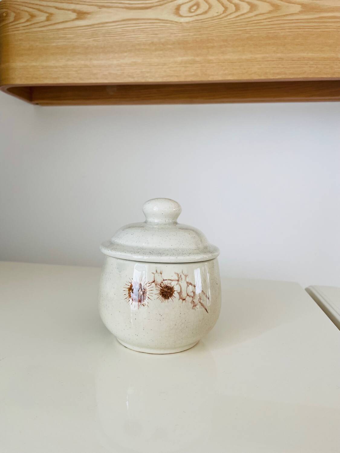 Vintage sandstone sugar bowl Sarreguemines France