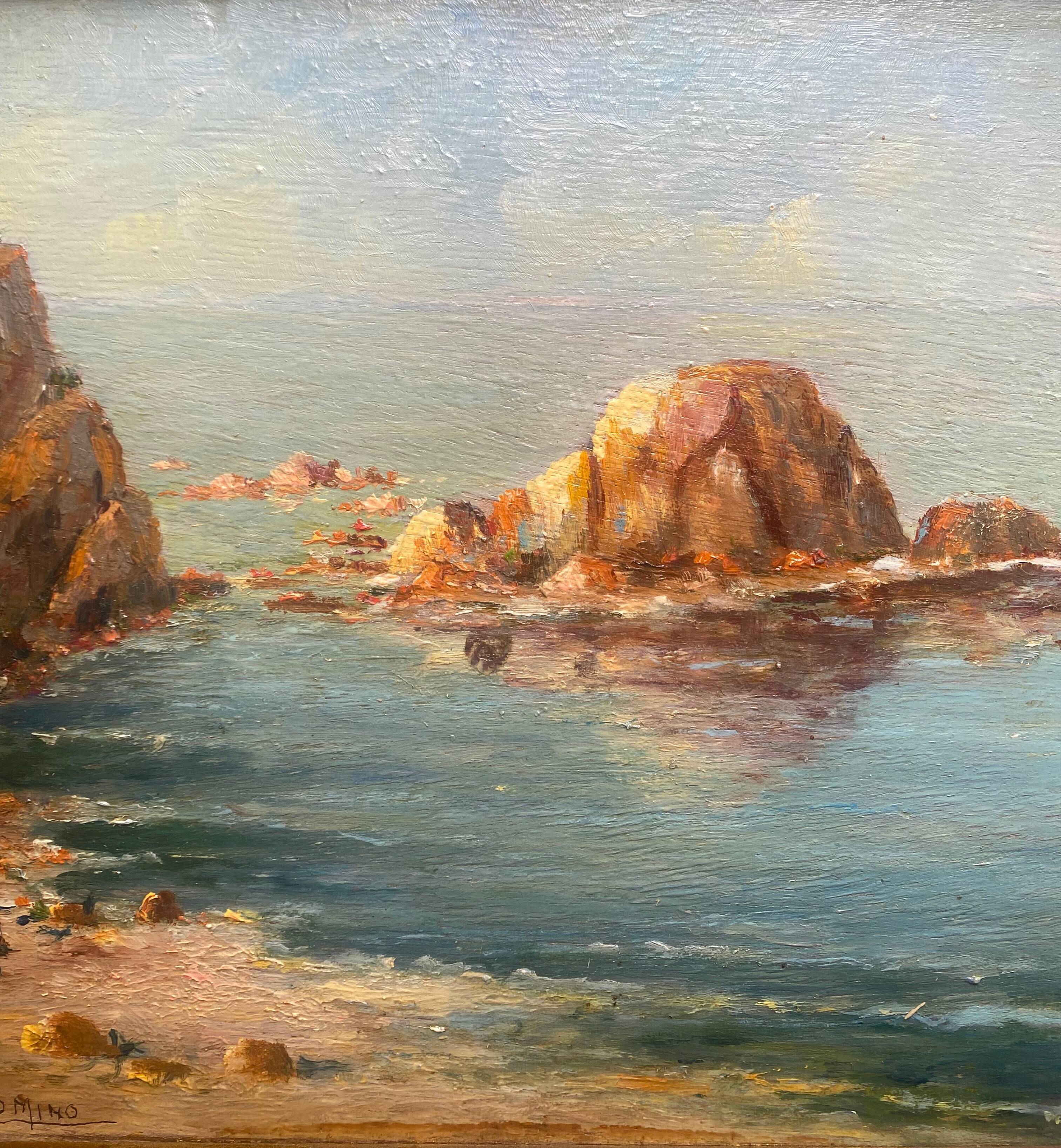 Old painting Marine "Seaside" signed + frame