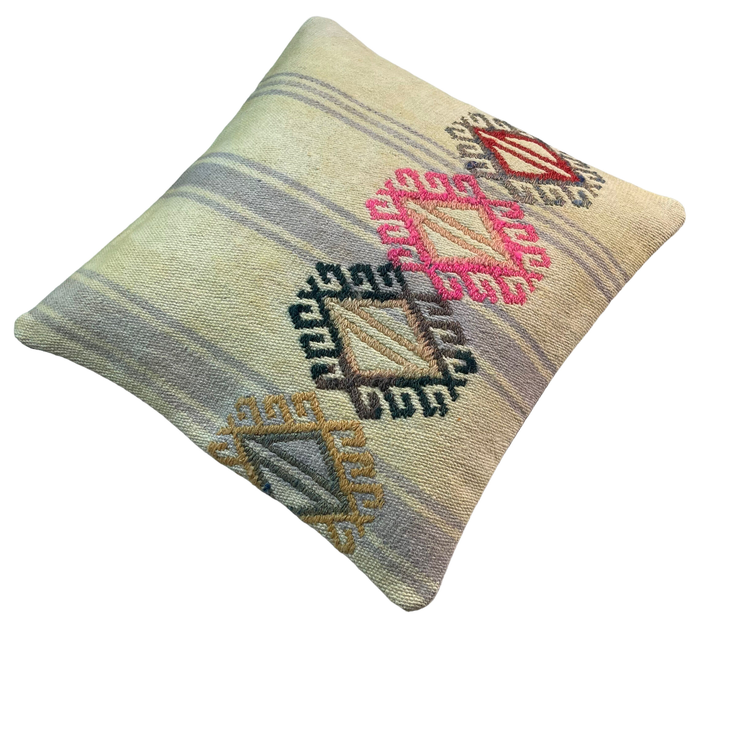 Vintage turkish kilim cushion cover, 40 x 40 cm