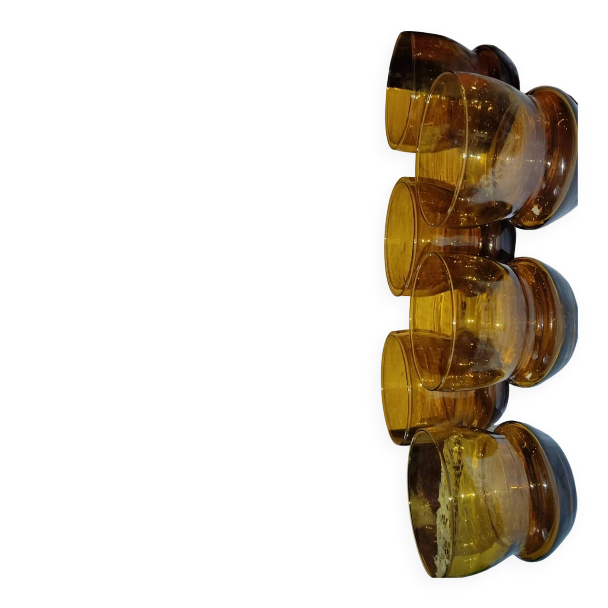 Set of 6 amber glasses from the 70s.