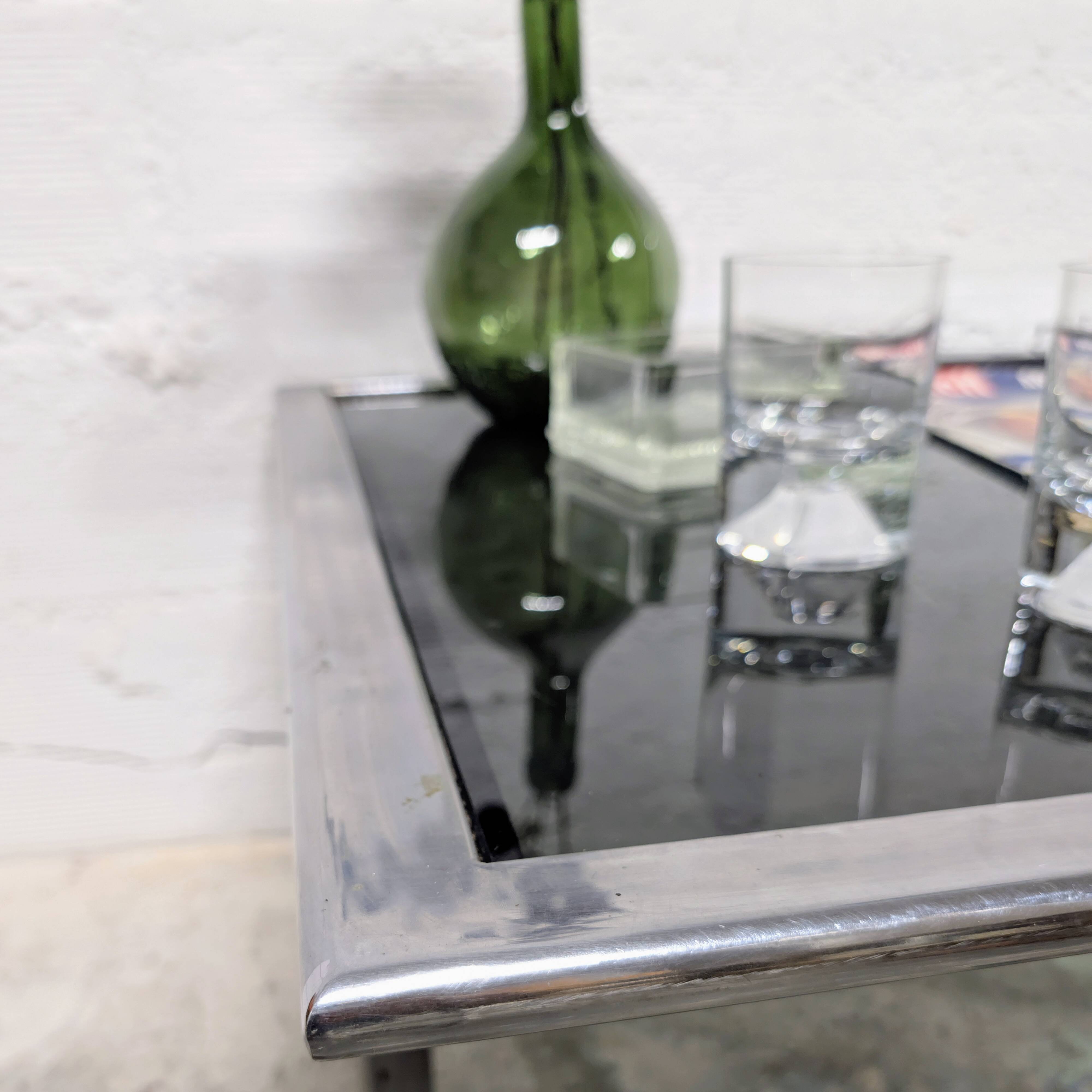 Metal and smoked glass coffee table