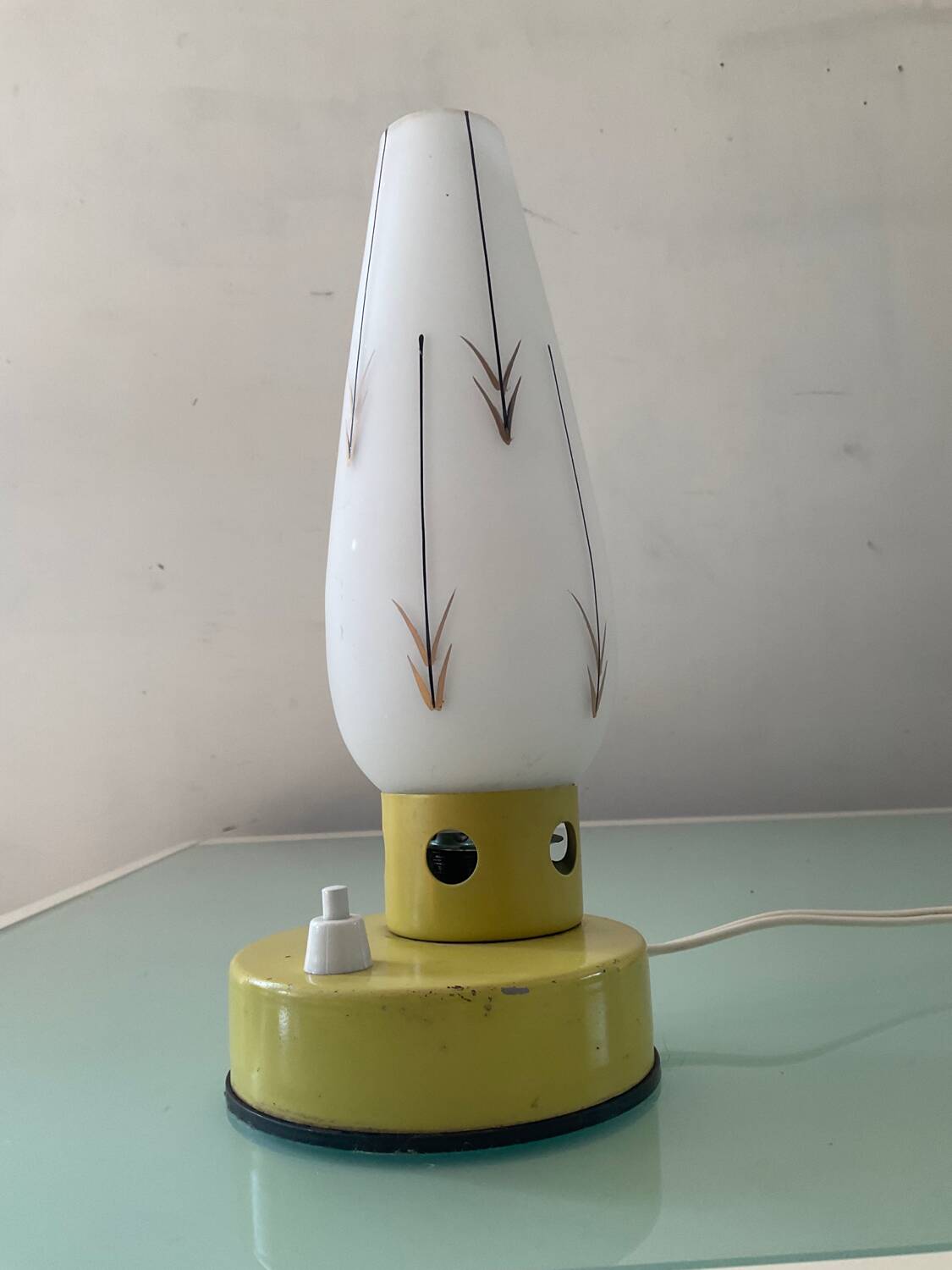Vintage opaline and metal lamp from the 50s-60s
