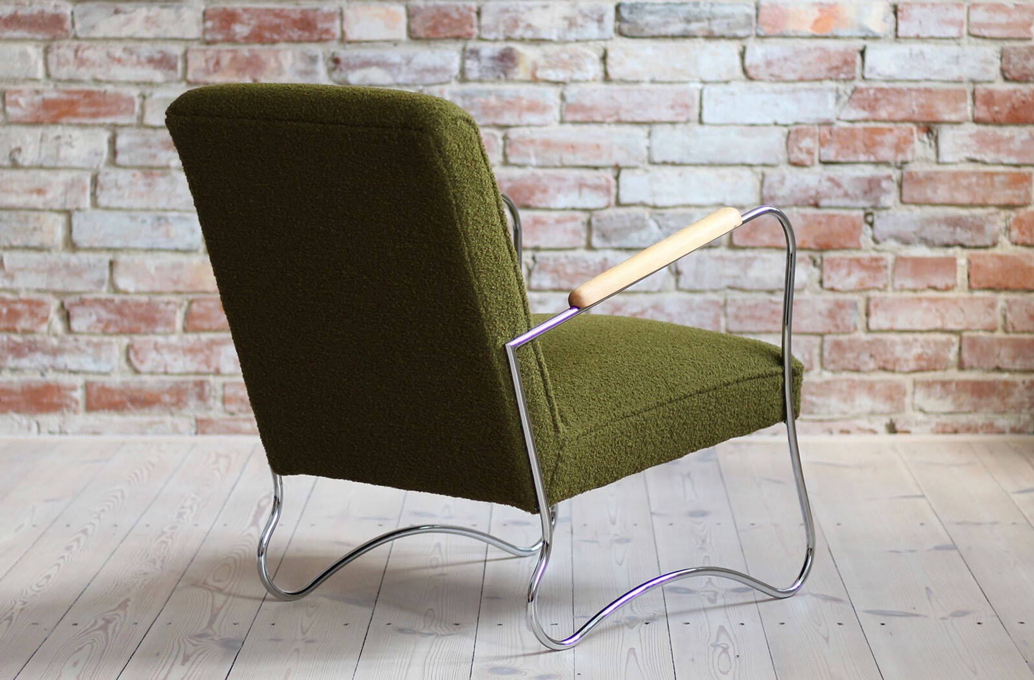 Bauhaus style armchairs, 1950s, polish design, kvadrat reupholstery, set of 2