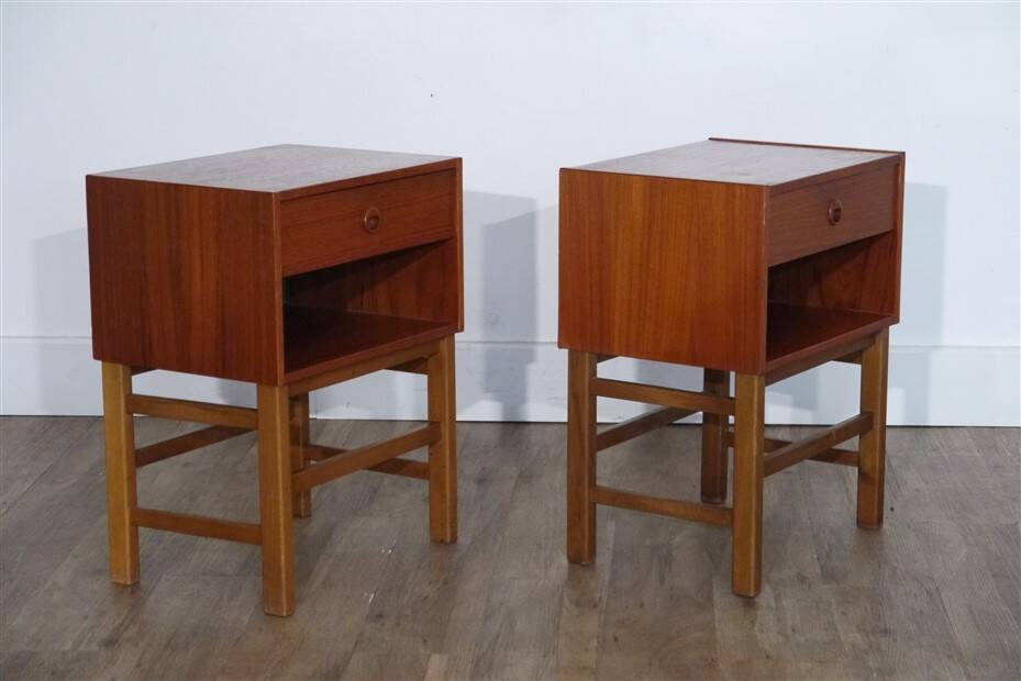 Paire de chevets vintage scandinave en teck 1960