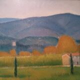 Peinture à l'huile sur toile paysage toscan signée R.VENTURI