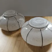 Pair of vintage speckled/marbled glass lamp globes Art Deco