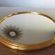 Plateau miroir rond en métal doré années 50