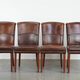 Set of 4 beautiful sheepskin dining chairs with character