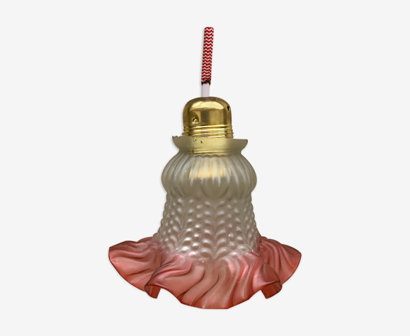 Vintage stroller lampshade in colored glass suspension old electricity new 2m