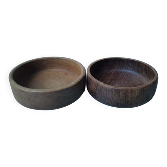 Set of 2 bowls turned rustic vintage solid wood