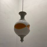 Set of 3 Space Age Pendant Lights in White Opaline Glass, Italy, 1970s