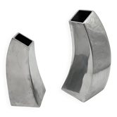 Pair of "Space Age" vases in aluminium cast – 1980s