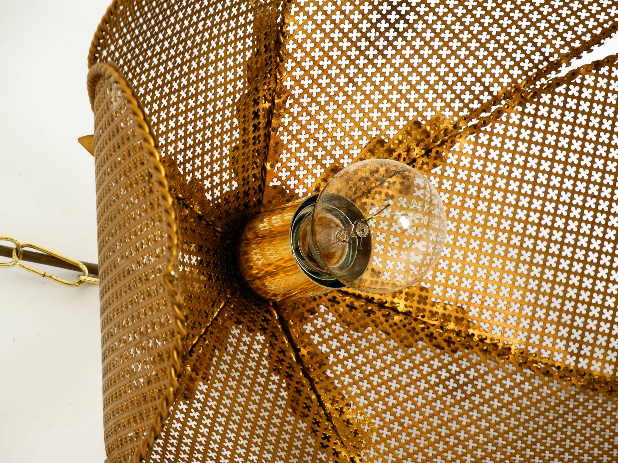 Beautiful rare 1980s Regency floral design brass ceiling lamp