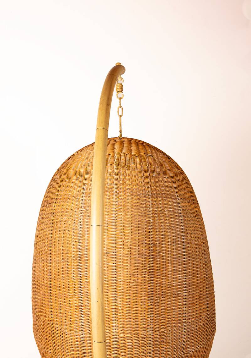 Danish armchair in woven rattan, with its metal stand, Nana Ditzel.