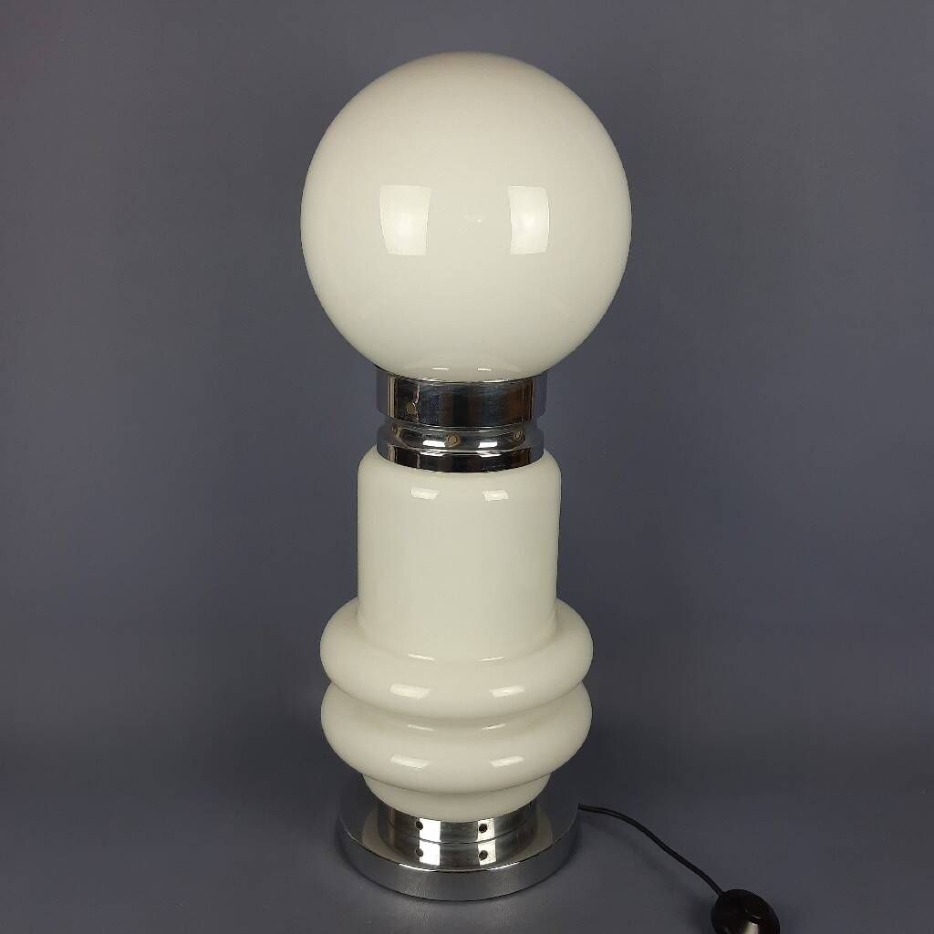 Murano glass table lamp by Nason, Birillo metal, Space Age design 1970.