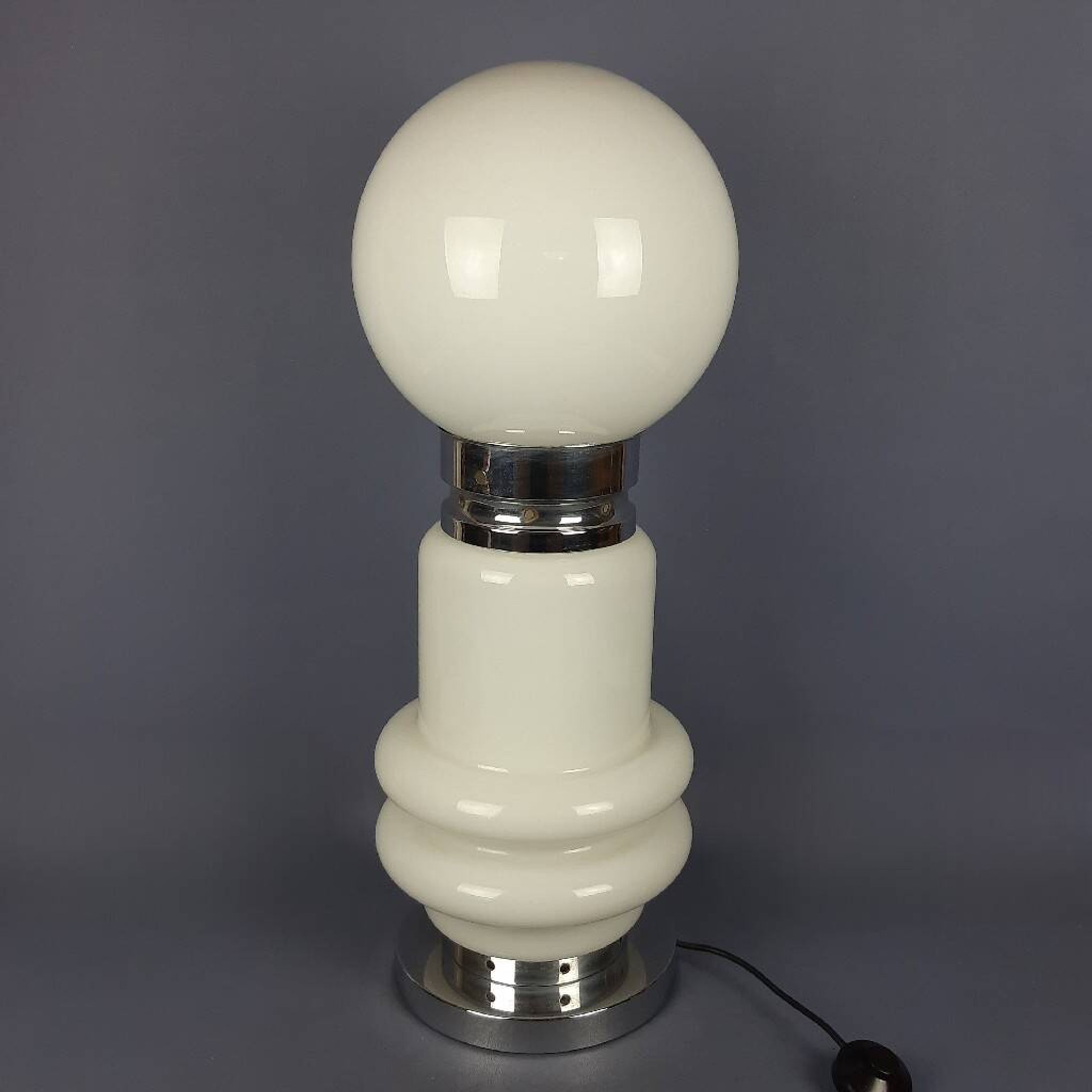 Murano glass table lamp by Nason, Birillo metal, Space Age design 1970.