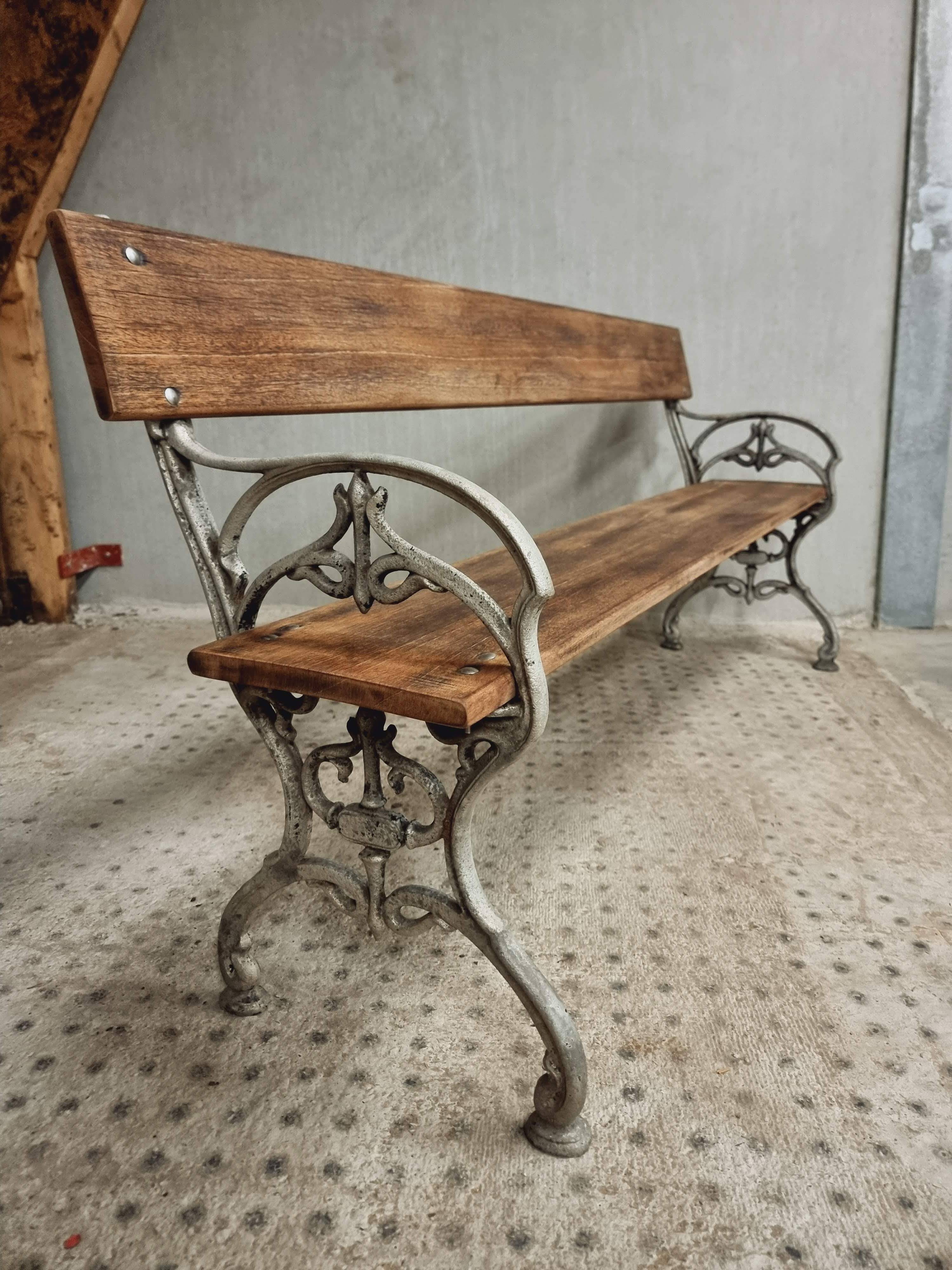 Old garden bench, park bench cast iron with hardwood 170 cm