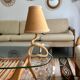 Table lamp rope and raffia