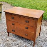 Chest of drawers of the 50s in solid oak 3 drawers conical feet