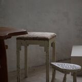 A pair of antique Danish stools, seats in lambswool, late 19th century.