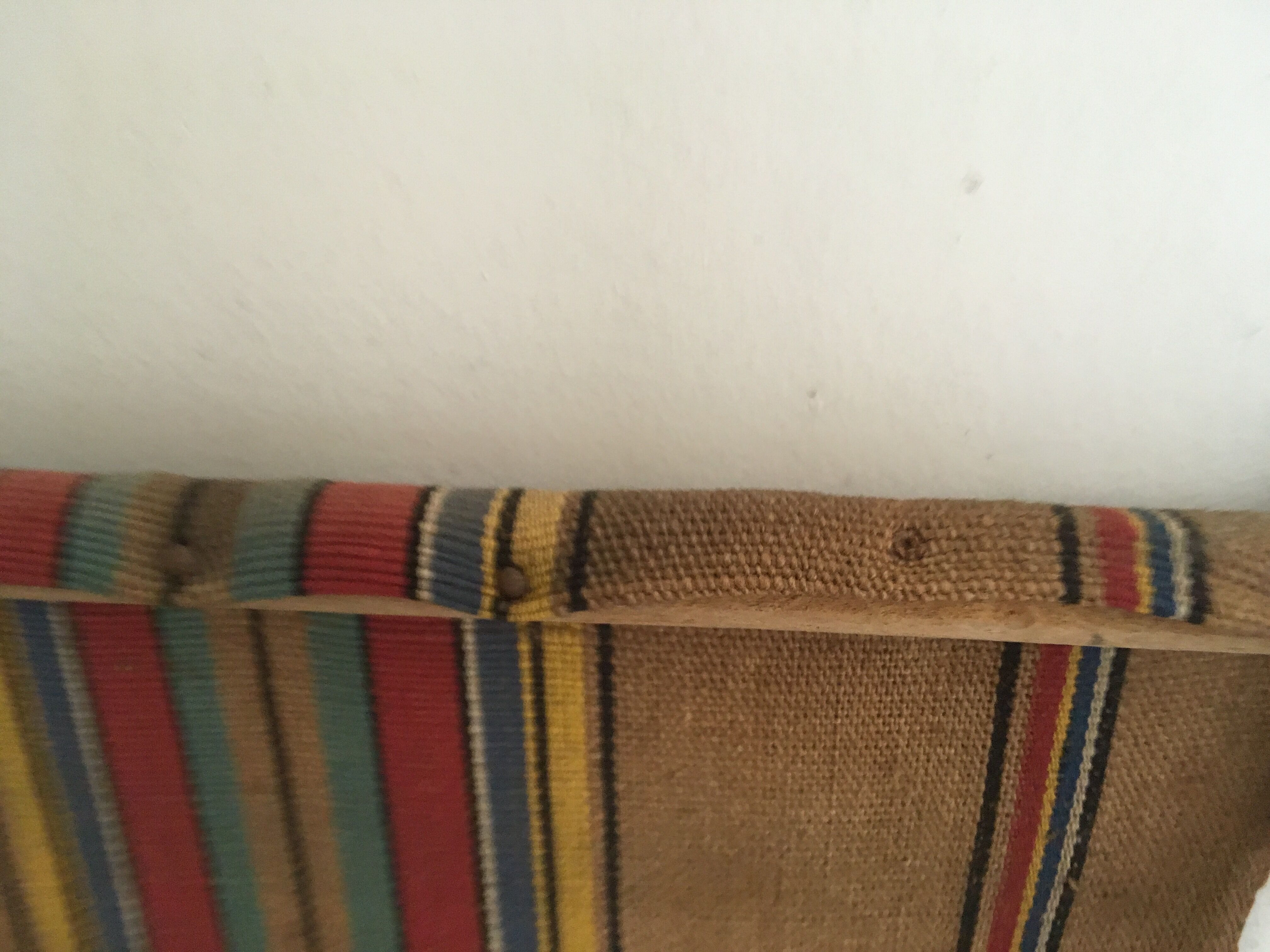 Paire de transats fin 1950 en toile de jute d'origine