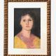 Old pastel portrait of young woman from the 1930s