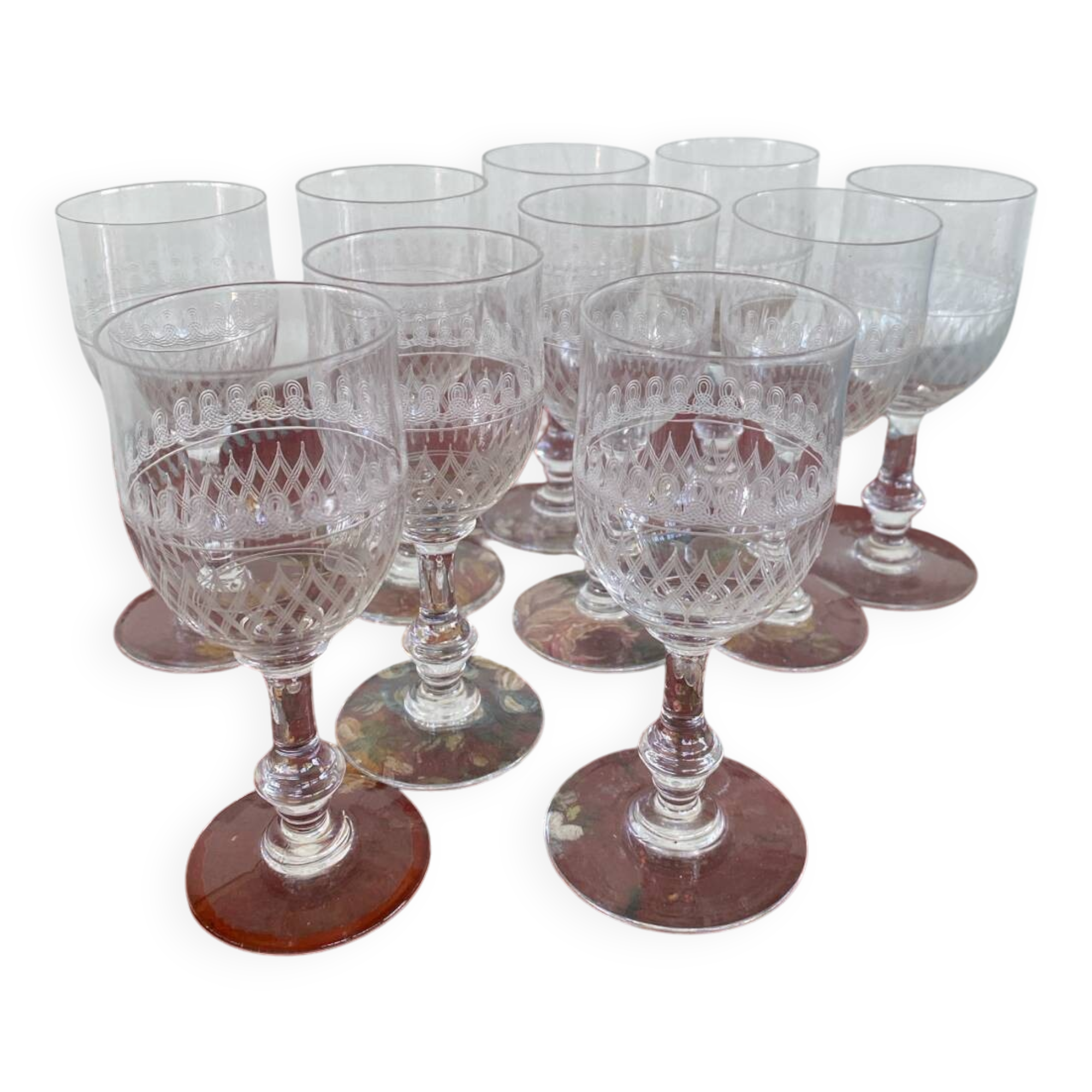 10 chiseled crystal port glasses