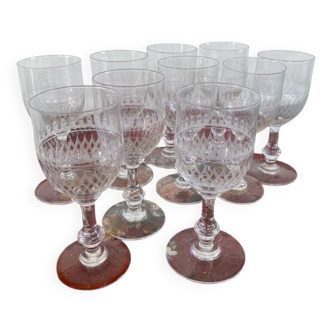 10 chiseled crystal port glasses
